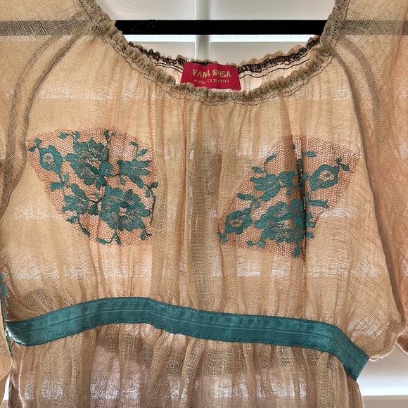 Vanity Rosa linen and lace Saint Barth mini dress tunic top. One size.  EUC - Picture 3 of 8